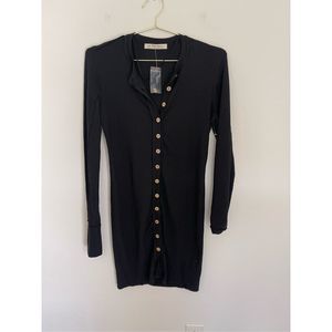 WE THE FREE Black Ribbed Bodycon Long Sleeve Dress Size Small NWOT